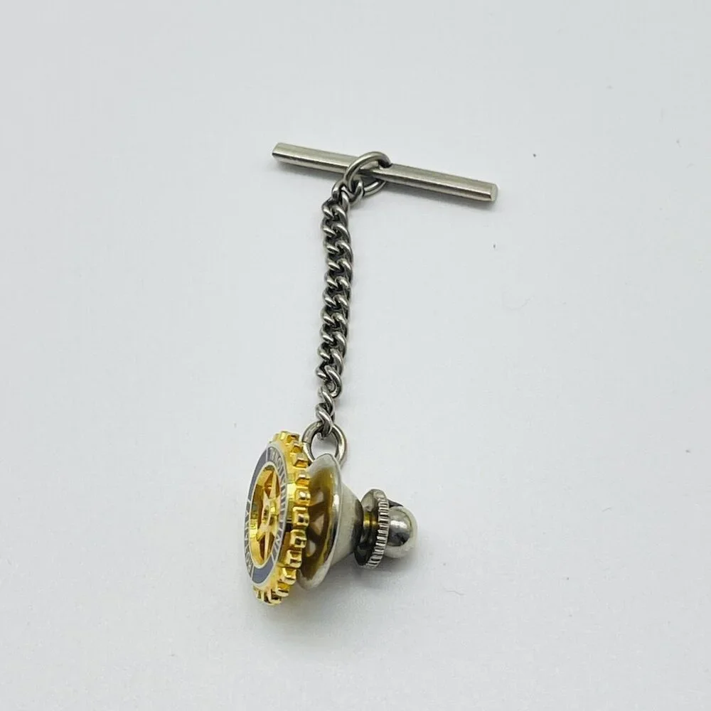 Vintage Rotary International Tie Tack Chain Lapel Pin